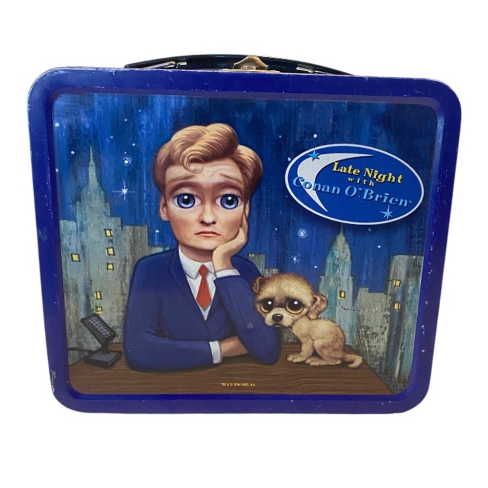 Vintage 2004’ Conan O'Brien Blue Tin Collector Lunchbox